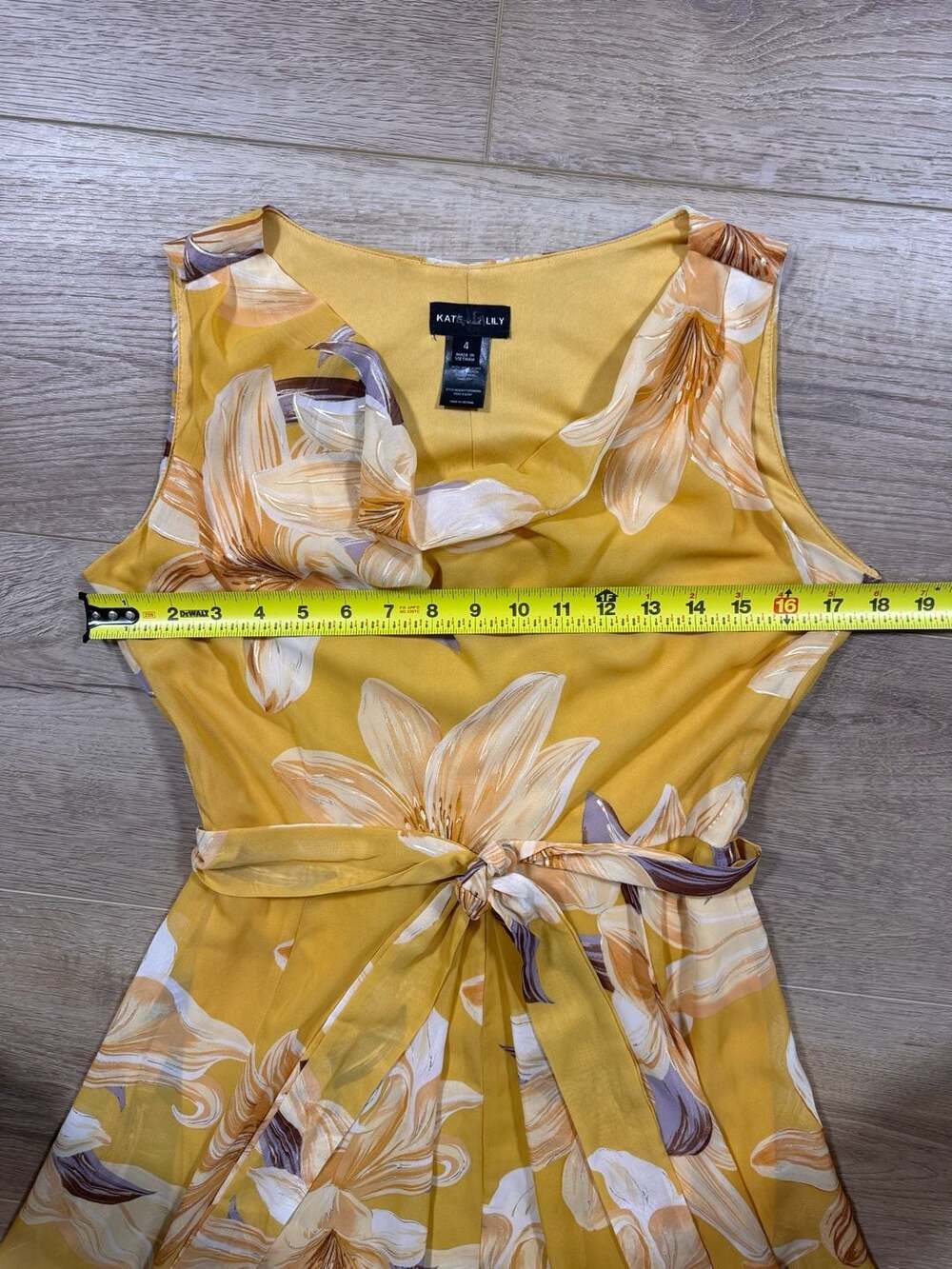 Kate & Lily Yellow Floral Lily Print Maxi Dress Cowl Neck Size 4 - Picture 4 of 14